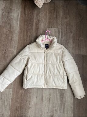 Gap faux leather puffer jacket